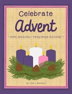 a book cover with candles and pine cones