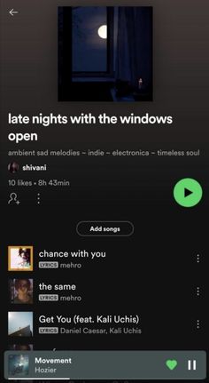 an iphone screen with the text'late nights with the windows open '