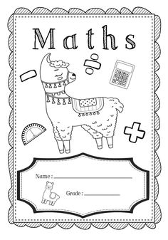 a coloring page with an image of a llama and the words maths on it