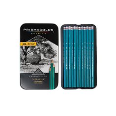 prismcolor pencils in tin with sharpener and eraser, set of 12