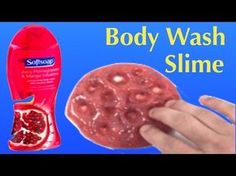 an advertisement for softsoy body wash slime with pomegranates