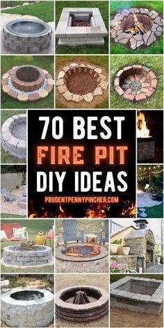 fire pit made out of cinder blocks with the words, 70 best fire pit diy ideas