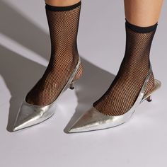 Micro-Fishnet Socks - Nickel & Suede Party Fishnet Socks, Summer Party Mesh Hosiery, Sheer Socks For Summer Parties, Sheer Socks For Party In Summer, Fitted Fishnet Socks For Spring, Trendy Mesh Socks For Spring, Trendy Party Fishnet Hosiery, Trendy Party Socks For Spring, Trendy Spring Mesh Socks