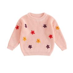 PRICES MAY VARY. 【Material】Baby girl chunky sweater, Fall winter toddler girl clothes, made of Woolen yarn/52% acrylic fibers+28% chinlon+20% PBT material, lightweight, soft, stretchy, comfy, breathable, no shrinkage and wrinkle free, mommy's safe choice! warm to wear in fall winter. Sweaters for baby girls, Worth a buy! 【Design】Toddler girl knit sweater, infant girl winter sweater, long sleeve knit pullover sweater, crewneck, oversized, loose fit, floral embroidery/solid color, easily match wit Sister Embroidery, Weather Design, Baby Girl Clothes Winter, Girls Fall, Girls Jumpers, Infant Girl, Letter Embroidery