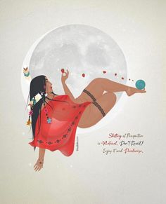 a woman in a red dress laying on the moon with her legs spread out and holding a ball