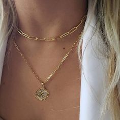 Gold Geometric Necklace, Teen Girl Jewelry, Hexagon Necklace, Paperclip Chain Necklace, Initial Necklaces, Initial Necklace Gold, Dainty Gold Necklace, Gold Choker Necklace, Gold Necklace Women