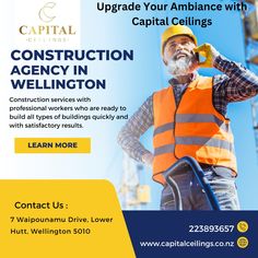 a man in safety vest and hard hat standing next to construction equipment with the caption capital services