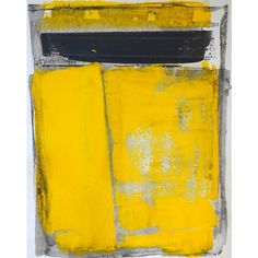 an abstract painting with yellow and grey colors