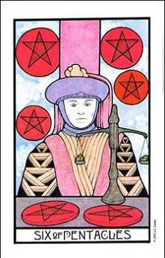 Six of Pentacles (6 Пентаклей) | Tarot desk (Колода Таро) - Aquarian Tarot (Таро Водолея) полная колода 78 �карт и рубашка (78 cards and back). Aquarian Tarot, Six Of Pentacles, Best Tarot Decks, Vintage Tarot Cards, Pentacles Tarot, Esoteric Symbols, Vintage Tarot, Tarot Meanings, Tarot Major Arcana