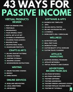 a poster with the words, 43 ways for passive income