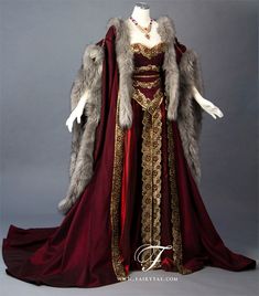 Midevil Royalty Dress, Medieval Dress Princess Gowns, Medevil Royal Dresses, Vintage Royal Aesthetic Outfits, Viking Queen Dress, Fantasy Royal Clothing Queens, Fantasy Coronation Gown, Fantasy Clothing Royal, Targaryen Outfit Aesthetic