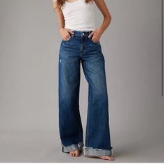 Aeo Size 28 Extra Long Length Baggy Wide Leg Jeans, American Eagle Jeans, American Eagle Outfitters Jeans, Long Length, Wide Leg Jeans, Colored Jeans, Extra Long, Leg Jeans, American Eagle Outfitters