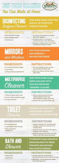 an info sheet with different types of cleaning products