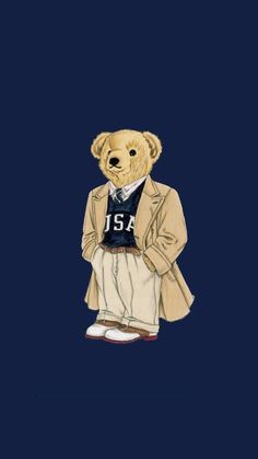 a drawing of a teddy bear in a suit