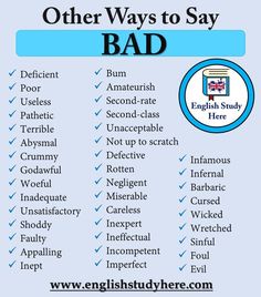 a poster with the words'other ways to say bad '