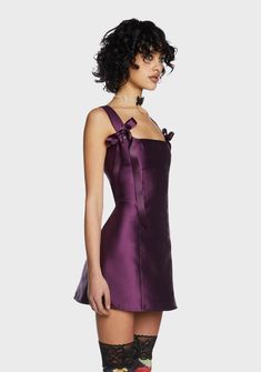 Current Mood Taffeta Ribbon Tie Mini Dress - Purple – Dolls Kill Current Mood Clothing, Purple Outfits, Purple Mini Dresses, Current Mood, Hoco Dresses, Looks Vintage, Fancy Dresses, Stardust, Purple Dress