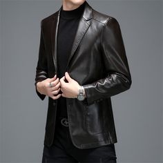 Leather Suit Jacket, Sleeveless Jean Jackets, Winter Outdoors, Men's Waistcoat, Leather Suit, Smart Casual Men, Classic Suit, Posh Party, Suits And Jackets