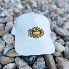 Wyoming quilted trucker hat. Unique wyoming hats. Roam Around Wear is a Wyoming t-shirt company based in Gillette, WY Custom Portfolio, Football Shop, Pvc Patches, Patch Hat, Classic Hats, White Quilt, Womens Long Sleeve Shirts, Kids Stickers, State University