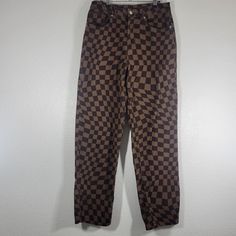 H&M Divided Women Size 8 Checkered Jean Pants Brown Straight Leg Slit Cotton Jean Pants, Pants Brown, Get Up, Jeans Pants, Divider, H&m, Straight Leg, Sign Up, Womens Sizes