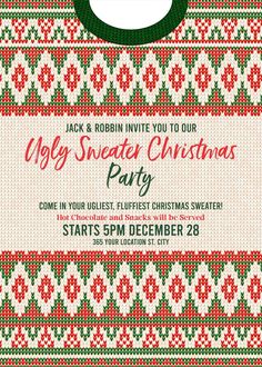 an ugly sweater christmas party flyer