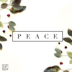 the word peace surrounded by leaves and berries