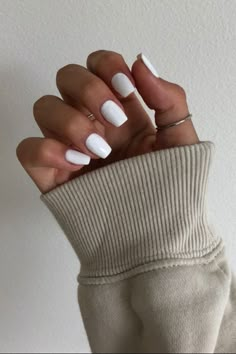 Hoco Nails, White Gel Nails, Plain Nails, Broken Nails, Nude Nail Designs, Short Square Nails, White Acrylic Nails, Basic Nails, School Nails