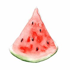 a watermelon slice is shown on a white background with black dots around it