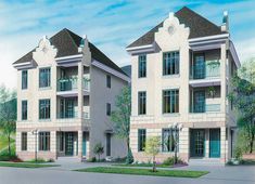 this is an artist's rendering of two story townhouses