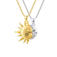 PRICES MAY VARY. 💕Magnetic Necklace: The sun symbolizes hope, warmth, vitality, and a bright future; the moon symbolizes beauty and happiness. Whether it is a friend or a lover wearing the sun and moon matching necklace, it means that the future will be bright and stay together for a lifetime. 💕High-Quality Material: The sun and moon pendant couples necklace is made of 925 sterling silver. It is both comfortable and durable, dainty lovely and yet elegant, which makes it perfect for any outfit. Sun And Moon Couple Necklaces, Sun And Moon Matching, Sun And Moon Pendant, Matching Necklaces For Couples, Necklace Couple, Couples Necklace, Sun And Moon Necklace, Couple Necklace, Magnetic Necklace