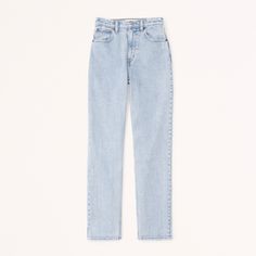 Our 90's-style ultra high rise straight jeans with built-in stretch for superior comfort featuring our highest rise that sits at your natural waist and looks great with your shirt tucked or untucked. With refined details and a vintage feel from top to bottom, this style features a longer-length inseam, light wash and distressed hem. Everyday Summer Jeans With Straight Hem, Straight Hem Jeans For Summer, Everyday Mom Fit Bottoms With Straight Hem, Mom Fit Bottoms With Straight Hem For Everyday, Classic Straight Hem Jeans For Summer, Classic Everyday Mom Fit Bottoms, Summer Mom Fit Jeans With Straight Hem, Classic Mom Fit Bottoms For Everyday, Classic Relaxed Fit Summer Jeans