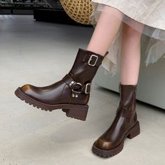 CHIKO Aiesha Round Toe Block Heels Ankle Boots feature leather upper, synthetic lining, rubber sole. Heel height is approx. 2" (5 cm) Women Shoes Fashion, Chiko Shoes, Block Heel Ankle Boots, Shoe Covers, Biker Boots, Latest Shoes, Heeled Ankle Boots, Shoes Fashion, Boot Shoes Women