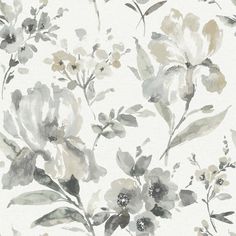 Iris Grey Peel & Stick Wallpaper by RoomMates for York Wallcoverings Floral Peel And Stick Wallpaper, Dorm Furniture, York Wallcoverings, Affordable Decor, Damask Wallpaper, Peel Stick Wallpaper, Bathroom Wallpaper, Grey Wallpaper, Burke Decor