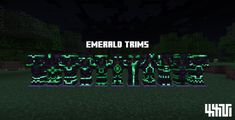 the emerald times logo in minecraft, with green and black letters that spell out