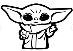 an image of baby yoda in black and white with the words, star wars