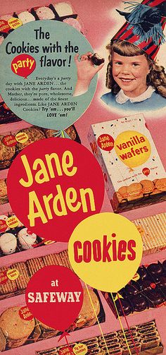 an advertisement for cookies with the name jane ardenn and cookie's at safeway