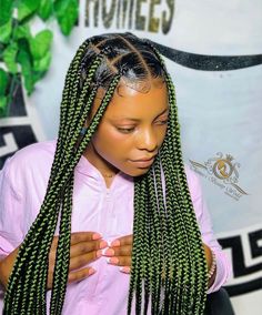 Green Braids For Black Women, Juke Car, Mixing Hair Color, Black Bridal Makeup, Latest Braided Hairstyles, Short Hair Twist Styles, Nice Hairstyles, Box Braid Hair, Kids Style Hair