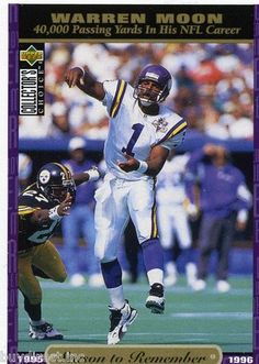 a football card with a player about to throw the ball in front of another player