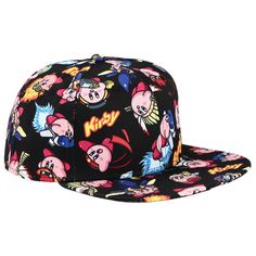 Update your wardrobe with this awesome Kirby inspired hat that's perfect for everyday wear! This vibrant hat features a colorful all-over pattern of original Kirby artwork. This hat is made of a high-quality polyester to ensure color quality and durability, and has a snapback closure so all sizes can easily find a comfortable fit. The Powered Up Kirby Sublimated AOP Limited Edition Flat Bill Snapback Hat is a must-have and makes a great gift for fans! Multicolor Streetwear Hat, One Size Fits Most, Trendy Multicolor Hat For Streetwear, Trendy Multicolor Streetwear Hats, Multicolor Snapback Baseball Cap For Streetwear, Retro Multicolor Snapback Baseball Cap, Multicolor Trucker Hat For Summer Streetwear, Retro Graphic Print Hat One Size Fits Most, Multicolor Cap For Streetwear, Trendy Multicolor Snapback Hat For Streetwear