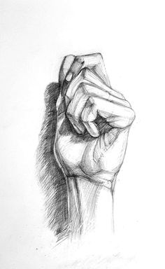 a pencil drawing of a hand holding something