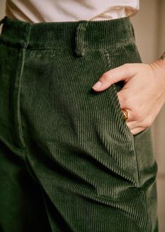 Cotton Textile, Long Trousers, Corduroy Pants, Fall Wardrobe, Parisian Style, Dark Green, Textiles, Trousers, Wardrobe