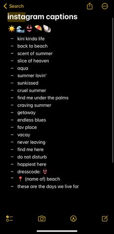 an image of the texting options for instagram captions on a black background