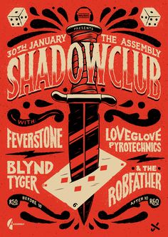 And another poster from January, this time for Shadowclub!It’s a companion piece to the one I made for them last year. // Ian Jepson Music Graphics Design, Ian Jepson, Gig Posters Design, Another Poster, Holiday Office Gifts, Gig Poster, Rock Posters, Gig Posters