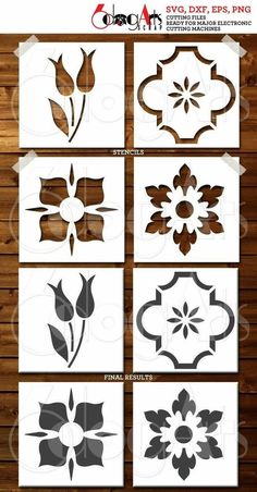 the different types of flower stencils are shown in this graphic file, which is also