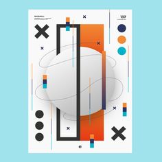 an abstract poster with geometric shapes and lines