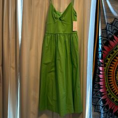 Bright Green, Midi Dress, Cute Details With Tiny Cut Out Under Bust. With Pockets. Non Smoking Home, And Never Worn! Solid Cotton Sundress For Spring, Chic Green Cotton Sundress, Green Sundress For Daytime, Green Cotton Midi Dress For Brunch, Green Summer Maxi Dress For Daywear, Green Sundress Maxi For Daywear, Green Sundress Maxi Dress For Daywear, Green Cotton Sundress For Brunch, Chic Green Cotton Maxi Dress