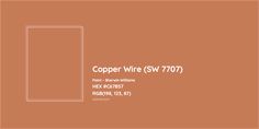 an orange background with the words copper wire sw770 and a white square on it