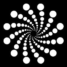 an abstract black and white image with circles in the shape of a spiral on a black background