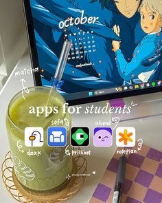 an image of a desktop computer screen with anime characters on it and the text apps for students