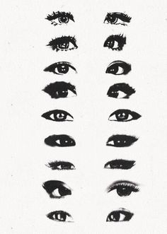 the different types of eyes are shown in black and white