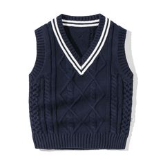 Baby Crochet Knitting Pattern Striped V-Neck Design College Style Sleeveless Vest Sweater My Kids-USA Newborn Winter Clothes, Toddler Outerwear, Boys Cardigans, Pull Bebe, Sleeveless Outfit, Baby Jacket, College Style, Sleeveless Pullover, Kids Coats